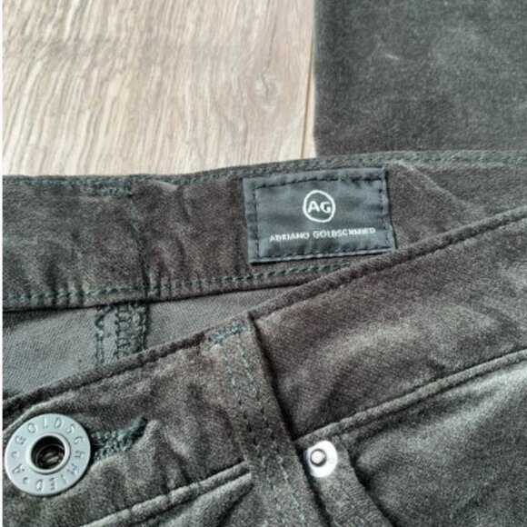 EUC AG Adriano Goldschmied Skinny Legging Velvet Jean Climbing Ivy Green Sz 25 R - Picture 7 of 9